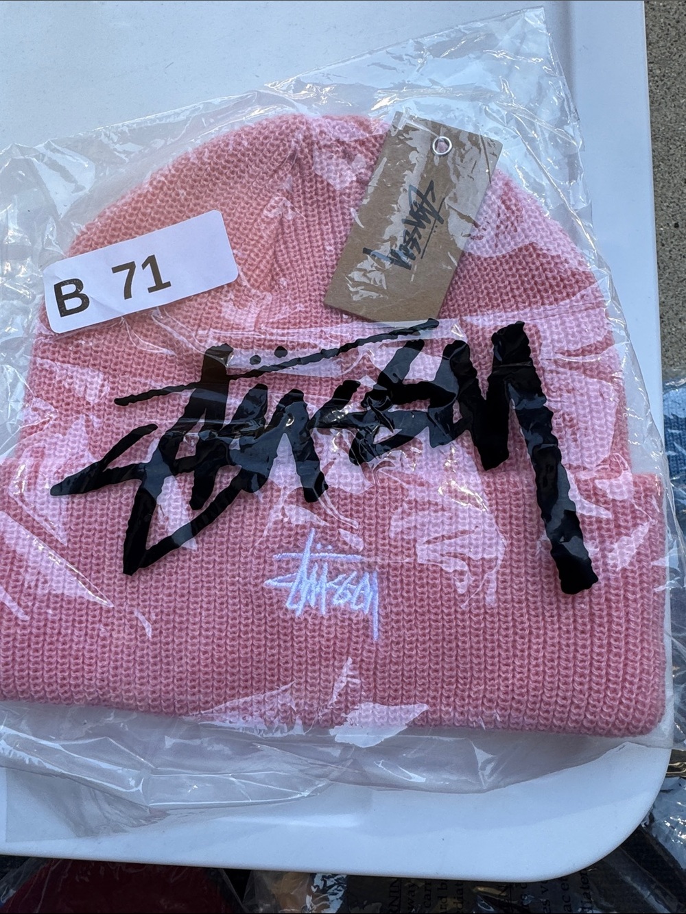 Stussy Pink Knit Beanie Hat